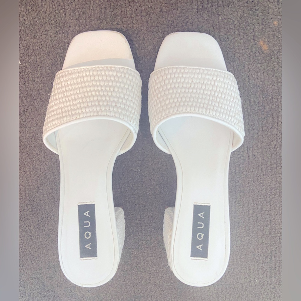 Aqua Slip On High Heel Slide Sandals